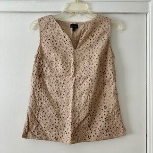 Talbots Tan Eyelet Sleeveless Blouse